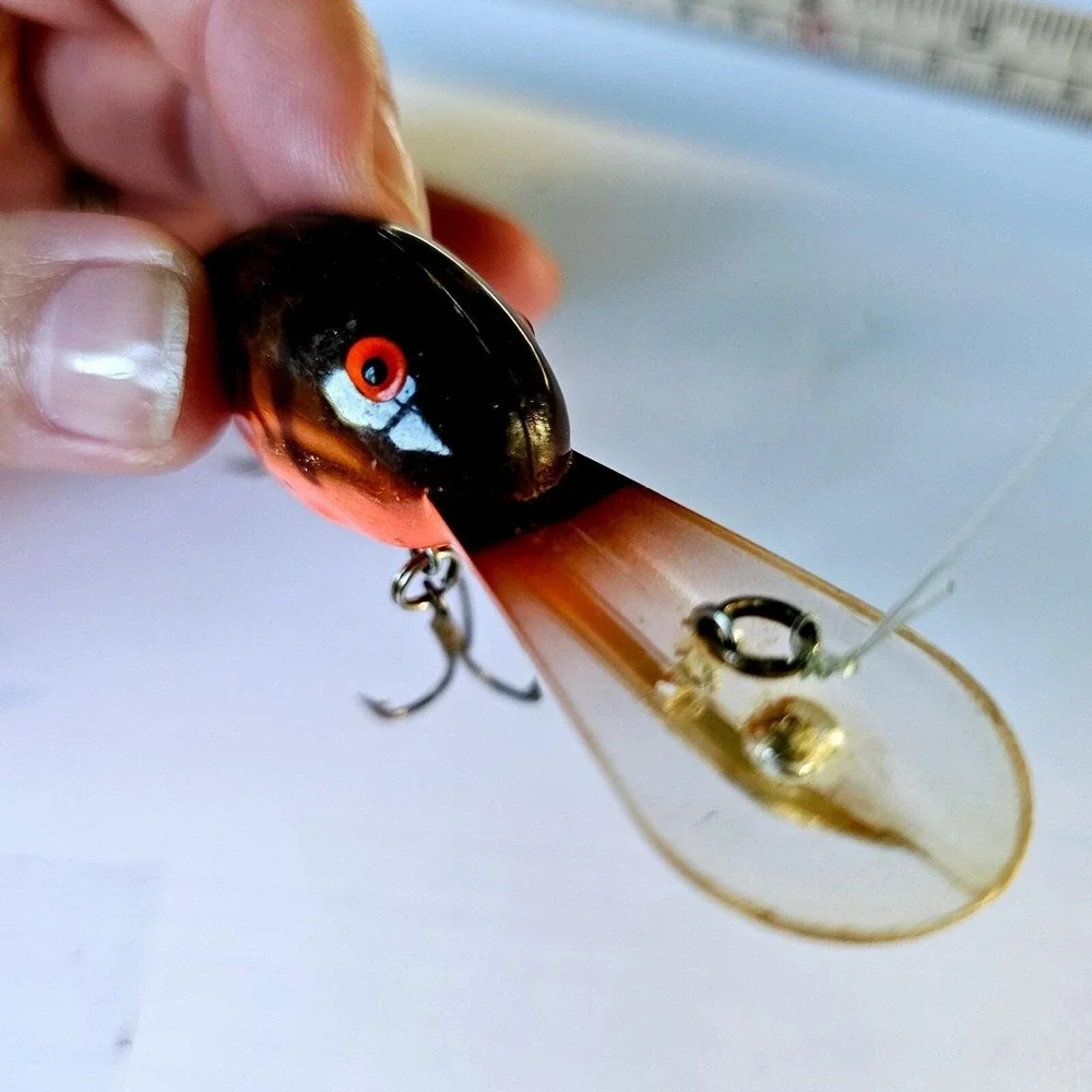 Vintage Deep Diver Crankbait Fishing Lure Crawfish Pattern Long Bill Tackle